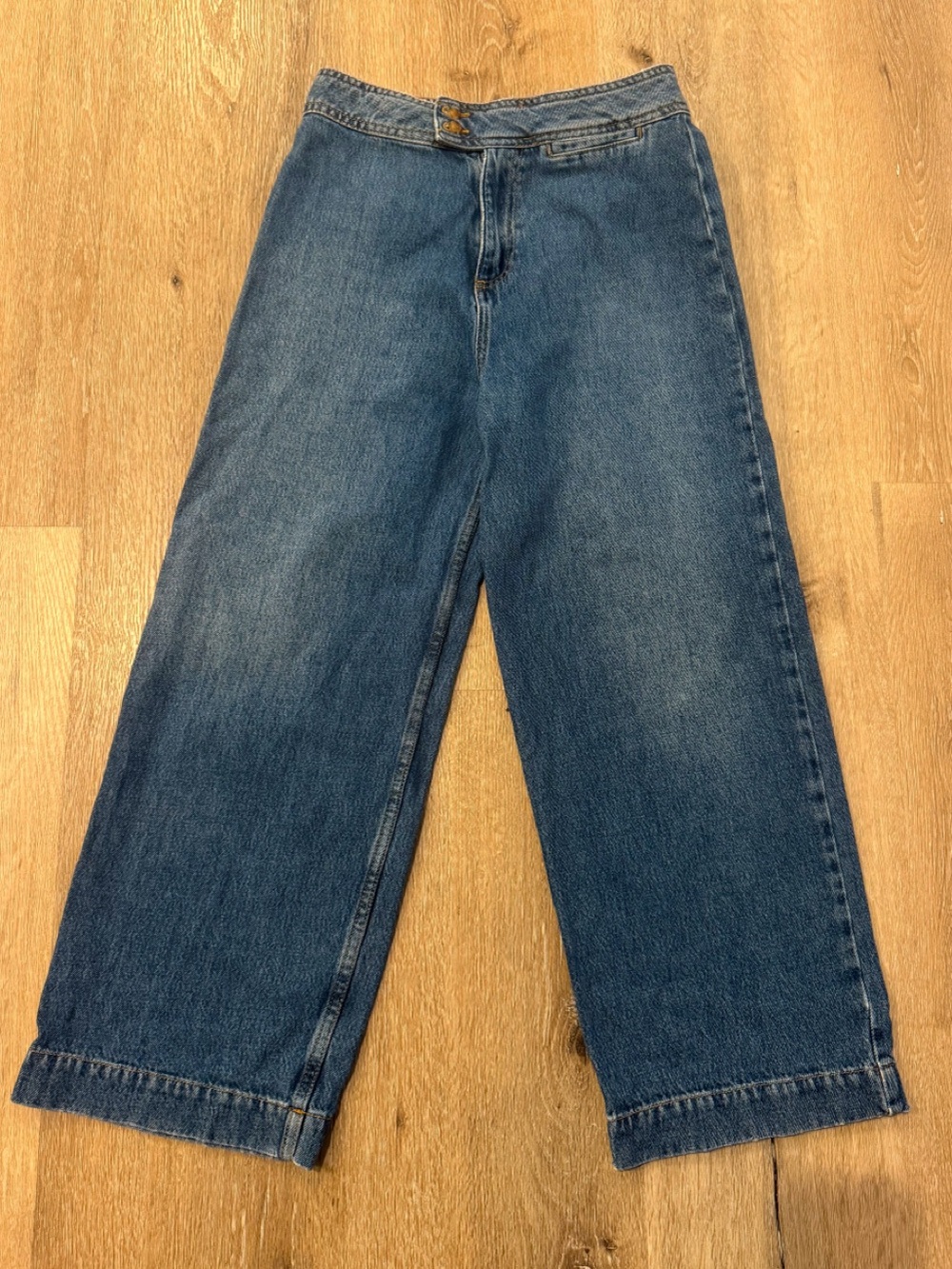 Sezane High Waisted Cropped Wide Leg Jeans - Picture 2 of 9